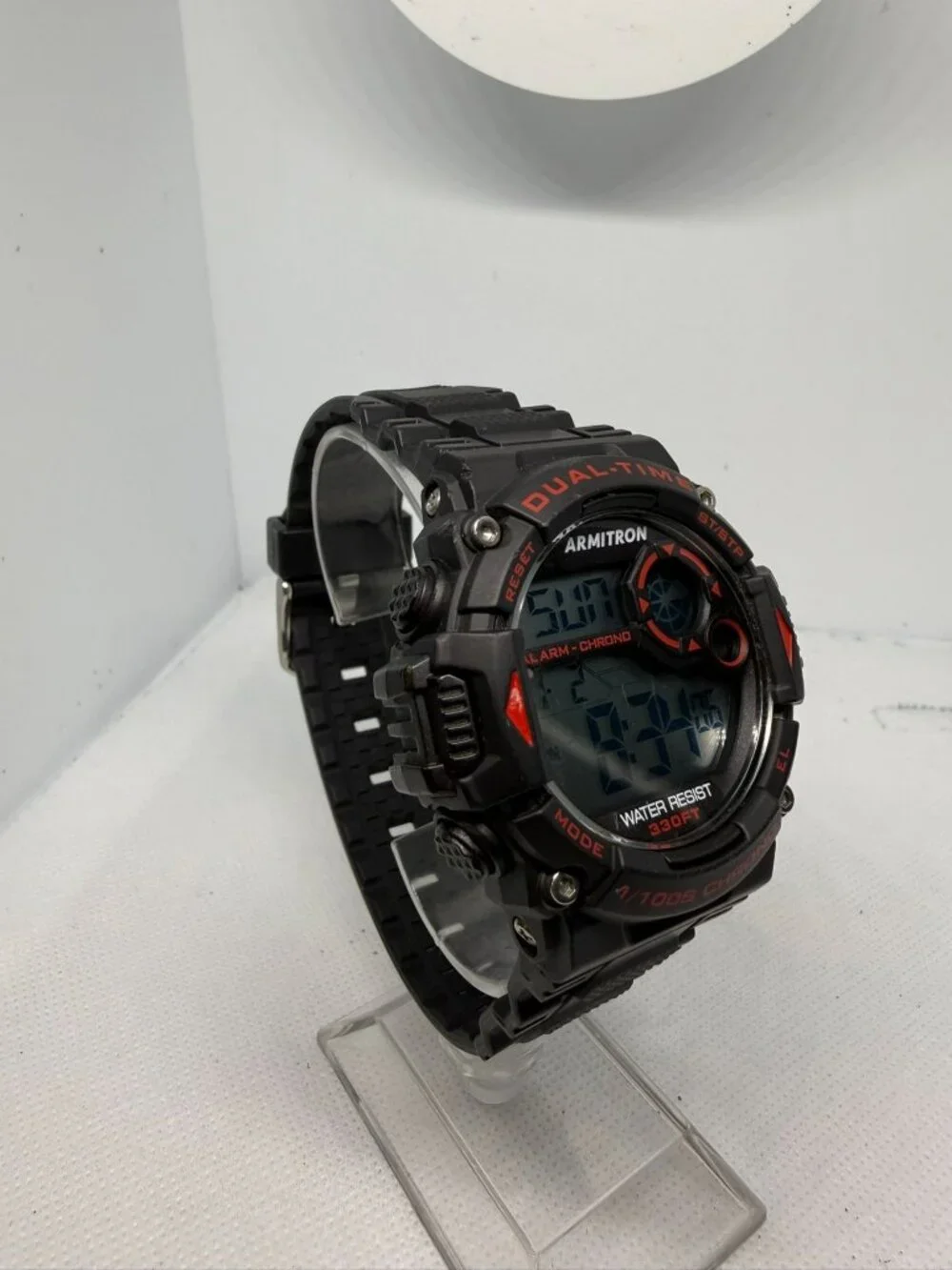 Armitron Pro Sport Men 40/8356RED Black Digital Chronograph Red Accent WR 100M